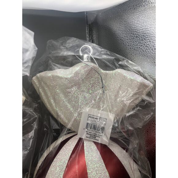 Adams & Co Acrylic Peppermint Candy Ball Ornaments 18.5”Christmas Glitter Red/Wh - Picture 5 of 14